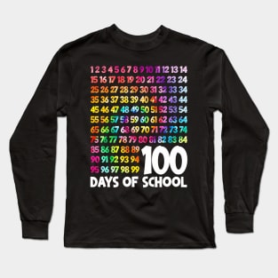 100Th Day Of School Teacher Kids 100 Days Math Numbers Long Sleeve T-Shirt